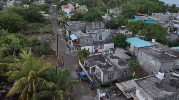 Local Favelas Mauritius Aerial View — Stock Video