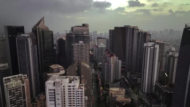 Flying Evening Glowing Manila Φιλιππίνες Αεροφωτογραφία — Αρχείο Βίντεο