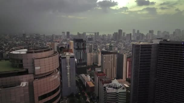 Volare Sopra Sera Incandescente Manila Filippine Vista Aerea — Video Stock