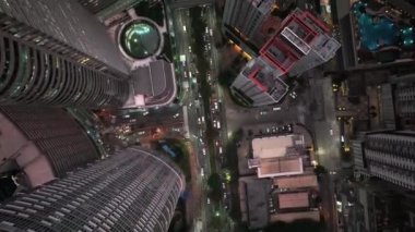 Akşam Parlayan Manila, Filipinler, Havadan Görüntü Üzerinde Uçmak