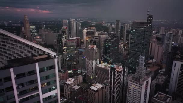 Volare Sopra Sera Incandescente Manila Filippine Vista Aerea — Video Stock