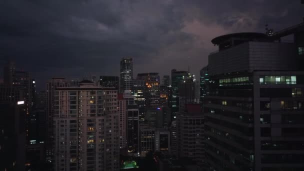 Flying Evening Glowing Manila Filippijnen Luchtfoto — Stockvideo