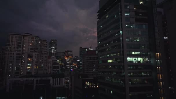 Terbang Atas Evening Glowing Manila Filipina Pemandangan Udara — Stok Video