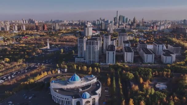 Panorama Pusat Astana Dalam Warna Terang Pemandangan Udara — Stok Video
