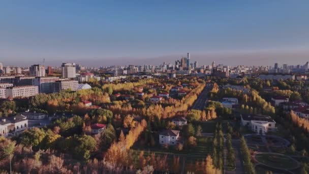 Merkezin Panorama Astana Parlak Renkler Hava Görünümü — Stok video