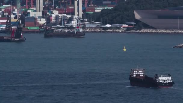 香港市のバージと貨物港 — ストック動画