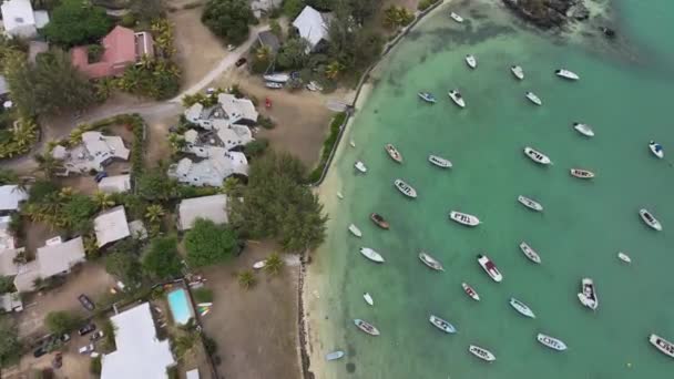 Бирюзова Затока Човнами Вгорі Маврикій — стокове відео