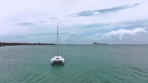 Catamaran Dans Océan Horizon Maurice Vue Aérienne — Video