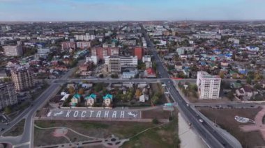 Kazakistan 'da Kostanay Şehri Panoraması, Hava Görüntüsü