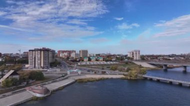 Kazakistan 'da Kostanay Şehri Panoraması, Hava Görüntüsü