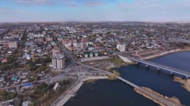 Kazakistan 'da Kostanay Şehri Panoraması, Hava Görüntüsü