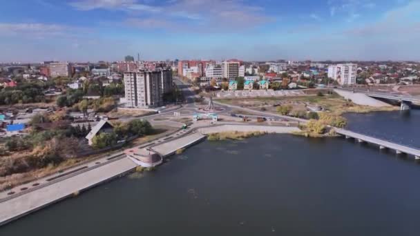 Panorama City Kostanay Kazakhstan Aerial View — Stock Video