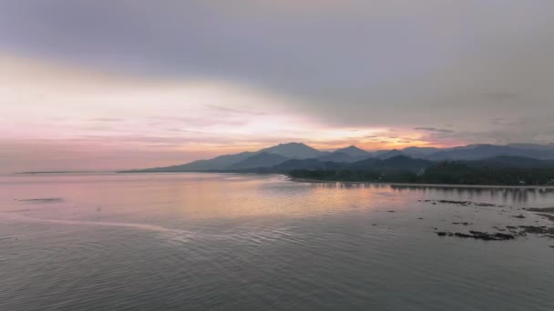 Fabuloso Pôr Sol Praia Selvagem Palawan Filipinas Aérea — Vídeo de Stock