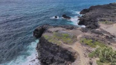 Mauritius 'un Rocky Vahşi Sahili' nde Dalgalar, Hava Görüntüsü