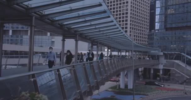 Moderní Pěší Most Centru Hongkongu Městský Život — Stock video