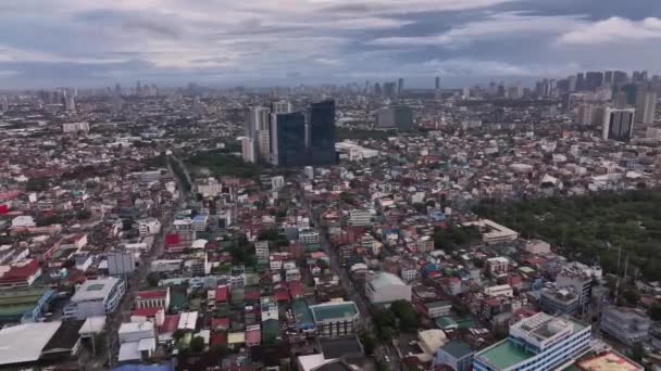 Panorama Van Verschillende Wijken Van Manilla Van Boven Filippijnen — Stockvideo