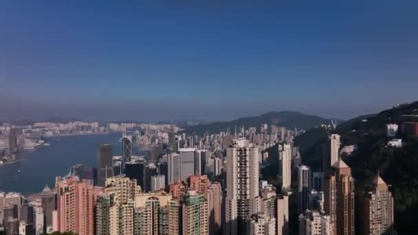Volando Sobre Los Majestuosos Edificios Hong Kong Vista Aérea — Vídeo de stock