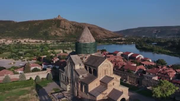 Catedral Svetitskhoveli Mtskheta Autêntico Vista Aérea — Vídeo de Stock