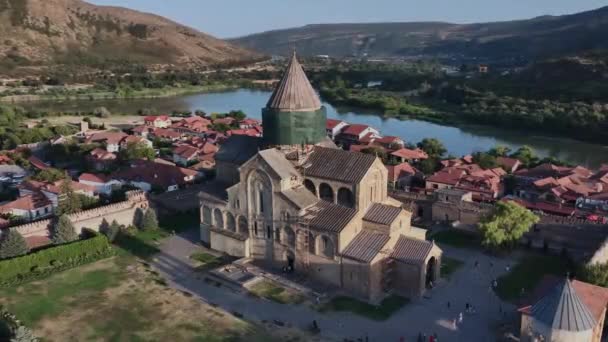 Cattedrale Svetitskhoveli Authentic Mtskheta Vista Aerea — Video Stock