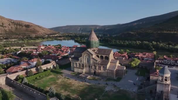 Cattedrale Svetitskhoveli Authentic Mtskheta Vista Aerea — Video Stock
