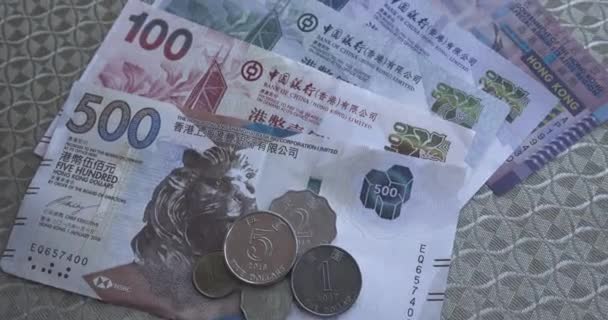 Billetes Diferentes Valores Dólares Hong Kong Fondo Dinero — Vídeos de Stock