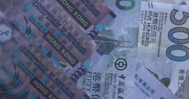 Banknoty Różnych Wartościach Dolarach Hongkongu Tło Finansowe — Wideo stockowe