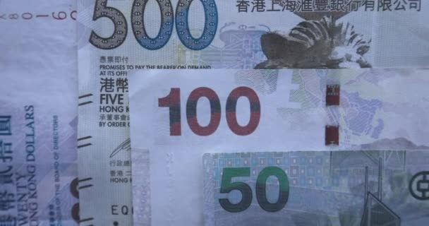 Billetes Diferentes Valores Dólares Hong Kong Fondo Dinero — Vídeos de Stock