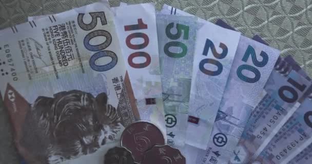 Billets Différentes Valeurs Dollars Hong Kong Contexte Monétaire — Video