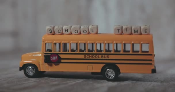 Yellow School Bus Inscription School Time Miniature — Stock Video