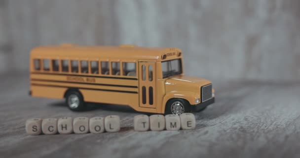 Yellow School Bus Inscription School Time Miniature — Stock Video