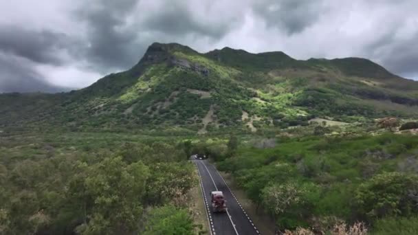 Autós Autópálya Mauritius Trópusai Között Aerial View — Stock videók