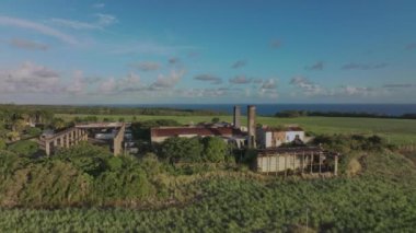 Mauritius 'taki Eski Terk Edilmiş Fabrika Üretimi, Hava Görünümü