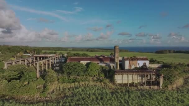 Old Övergiven Fabrik Produktion Mauritius Flygfoto — Stockvideo