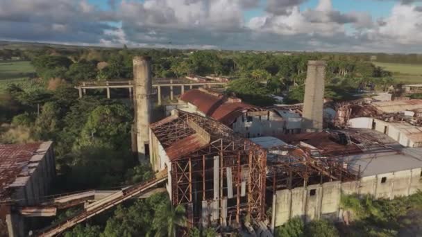 Opuszczona Fabryka Mauritiusie Widok Lotu Ptaka — Wideo stockowe