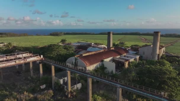 Old Övergiven Fabrik Produktion Mauritius Flygfoto — Stockvideo