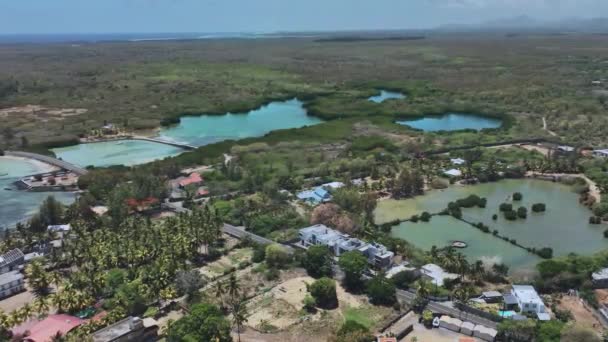 Türkisfarbene Lagunen Der Küste Von Mauritius Luftaufnahme — Stockvideo
