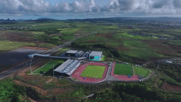Sportkomplex Und Stadien Auf Mauritius Luftaufnahme — Stockvideo