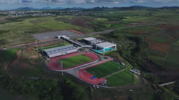 Sports Complex Stadiums Mauritius Aerial View — Stock Video