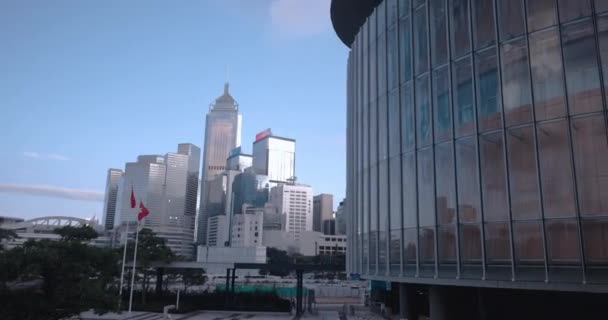 Ungewöhnliche Formen Moderner Gebäude Zentrum Hongkongs Architektur — Stockvideo