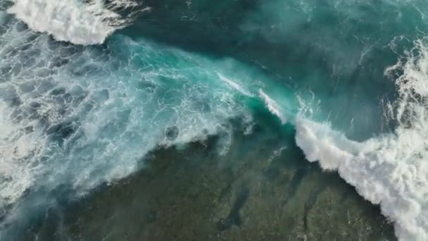 Sfondo Dell Oceano Turchese Con Onde Incredibili Vista Aerea — Video Stock