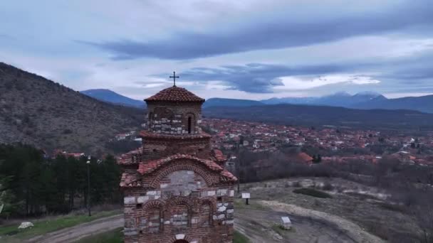 Kutsal Trinity Kilisesi Gornji Matejevac Sırbistan Hava Görünümü — Stok video