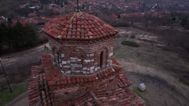Iglesia Santísima Trinidad Gornji Matejevac Serbia Vista Aérea — Vídeos de Stock