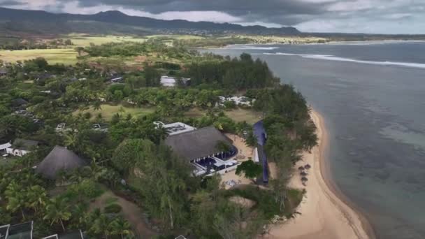 Mauritius Resort Tengerpart Hotelek Strandok Légitekintés — Stock videók