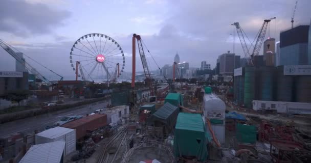 香港重建中心的建筑起重机及机械 — 图库视频影像