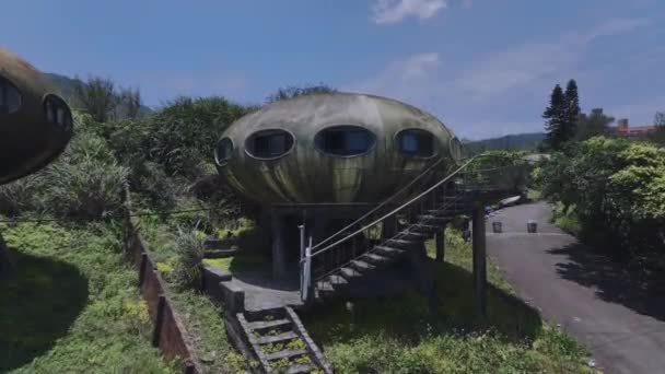 Εγκαταλελειμμένα Σπίτια Ufo Style Resort Στην Ταϊβάν Αεροφωτογραφία — Αρχείο Βίντεο