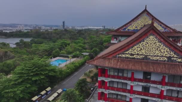 Hotel Tradicional Autêntico Taiwan Kaohsiung Vista Aérea — Vídeo de Stock