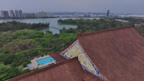 Tayvan Otantik Geleneksel Otel Kaohsiung Hava Manzarası — Stok video