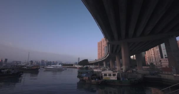 Bateaux Pêche Logements Panorama Centre Affaires Hong Kong — Video