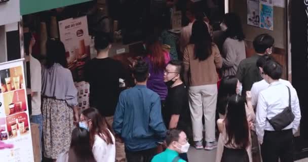 Menschenschlange Vor Straßencafés Hongkong Asiatisches Street Food — Stockvideo