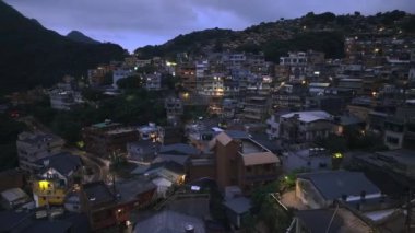 Tayvan 'da Gece Panoraması Parlayan Jiufen, Hava Görüntüsü